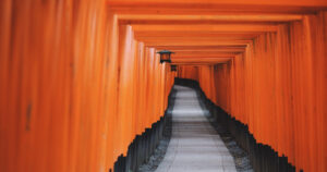 Pathway lined with torii gates representing MEXT scholarship extension