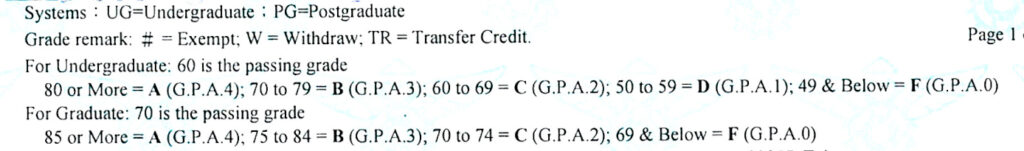 Grading system